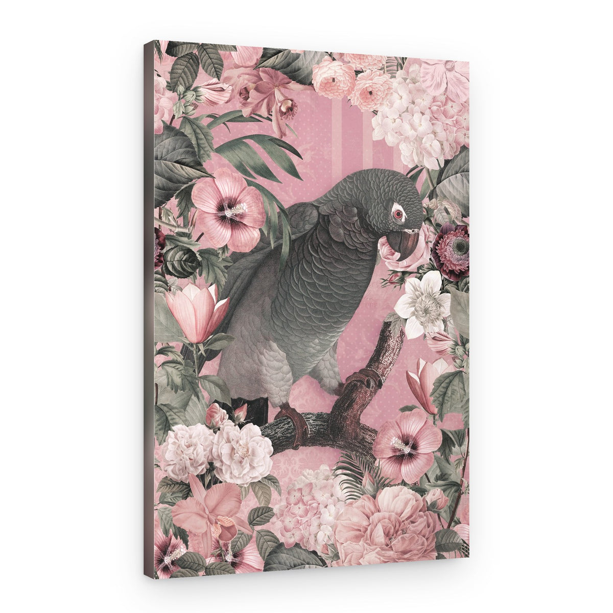 Vintage Floral Parrot – Canvas Print