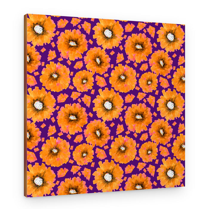Vibrant Orange Blooms Pattern – Canvas Print