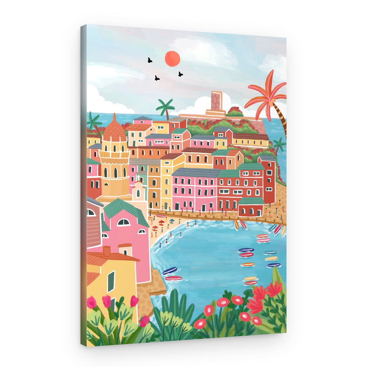 Colorful Coastal Village – Canvas Print