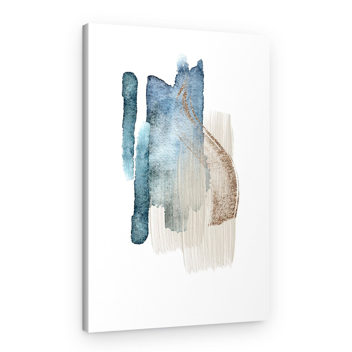 Elegant Blue Gold Strokes – Canvas Print