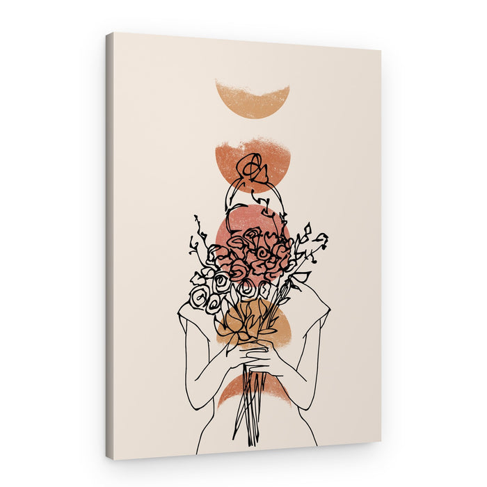 Abstract Floral Moon Woman – Canvas Print
