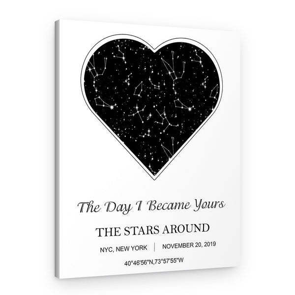 The Day I Became Yours Anniversary Star Map Canvas Print Gift