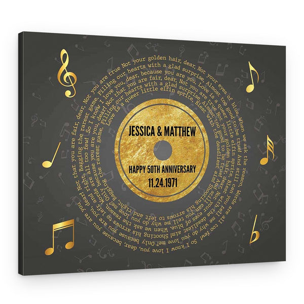 Golden Song Lyrics (50 Years) Custom Canvas Print