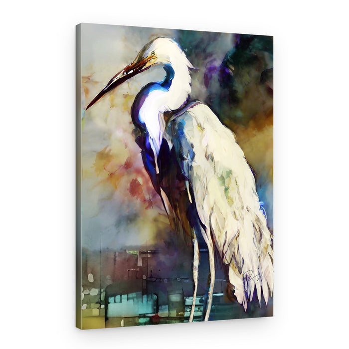 Graceful Egret Painting – Canvas Print