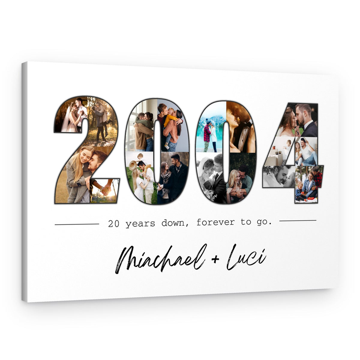 20th Anniversary Gift – 2004 Custom Photo Collage Canvas Print – Canvas Print