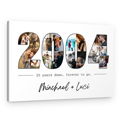 20th Anniversary Gift – 2004 Custom Photo Collage Canvas Print – Canvas Print