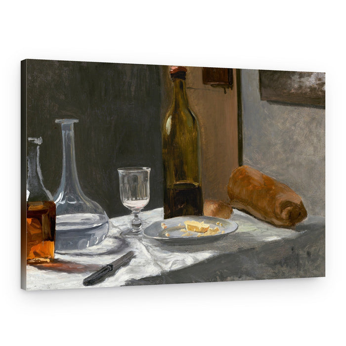 Still Life With Bottle, Carafe, Bread, and Wine (1862–1863) By Claude Monet – Canvas Print