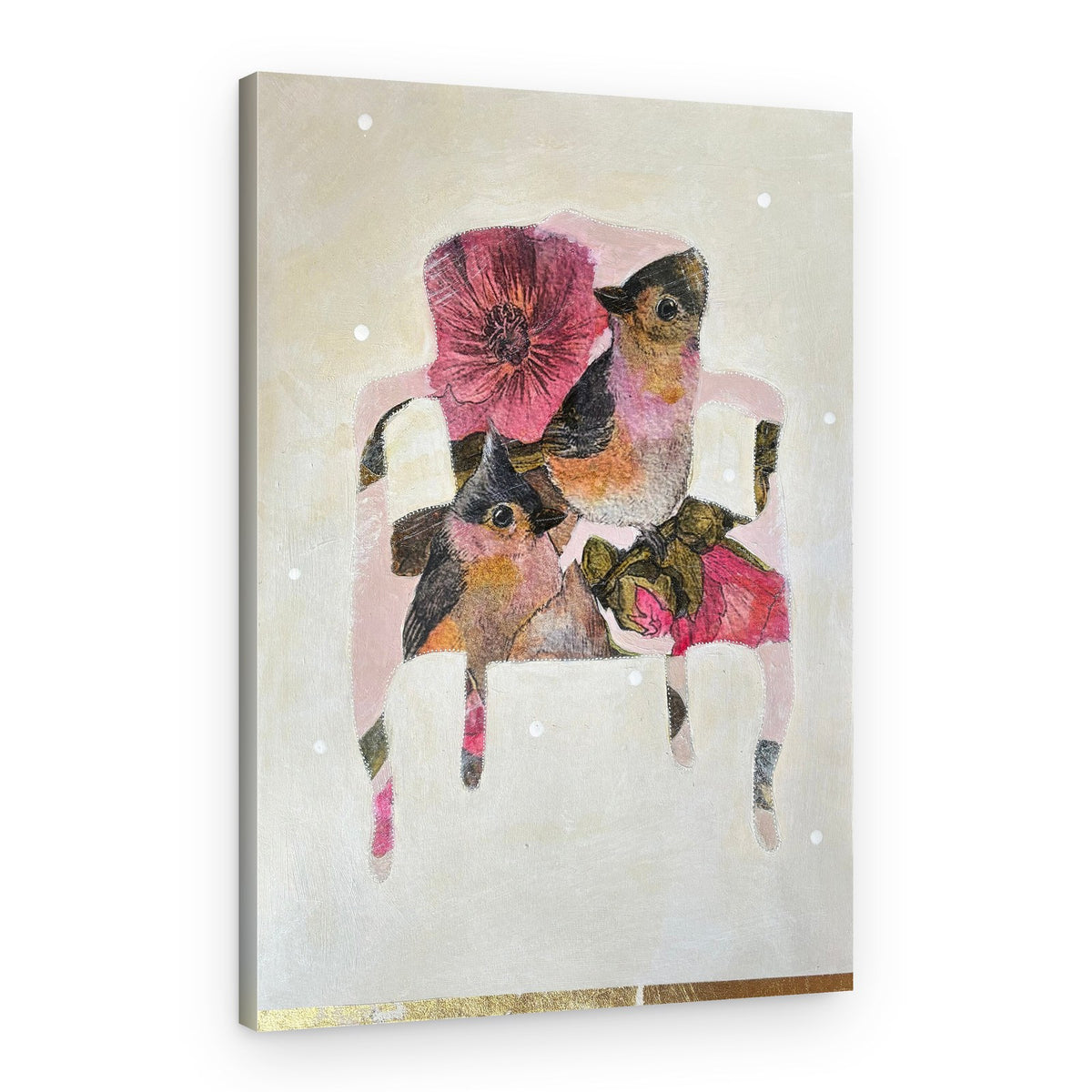 Shabby Chic Floral Birds – Canvas Print