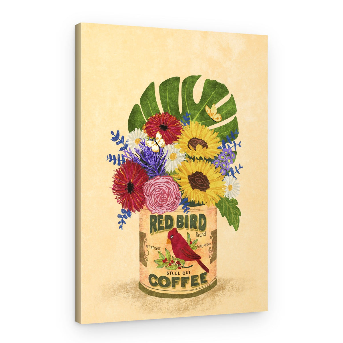 Flowers In a Vintage Coffee Can – Canvas Print