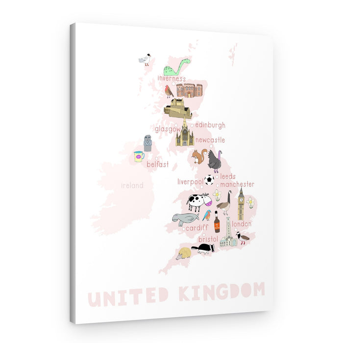 United Kingdom Illustrated Map – Canvas Print