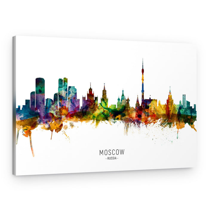 Moscow Watercolor Skyline – Canvas Print