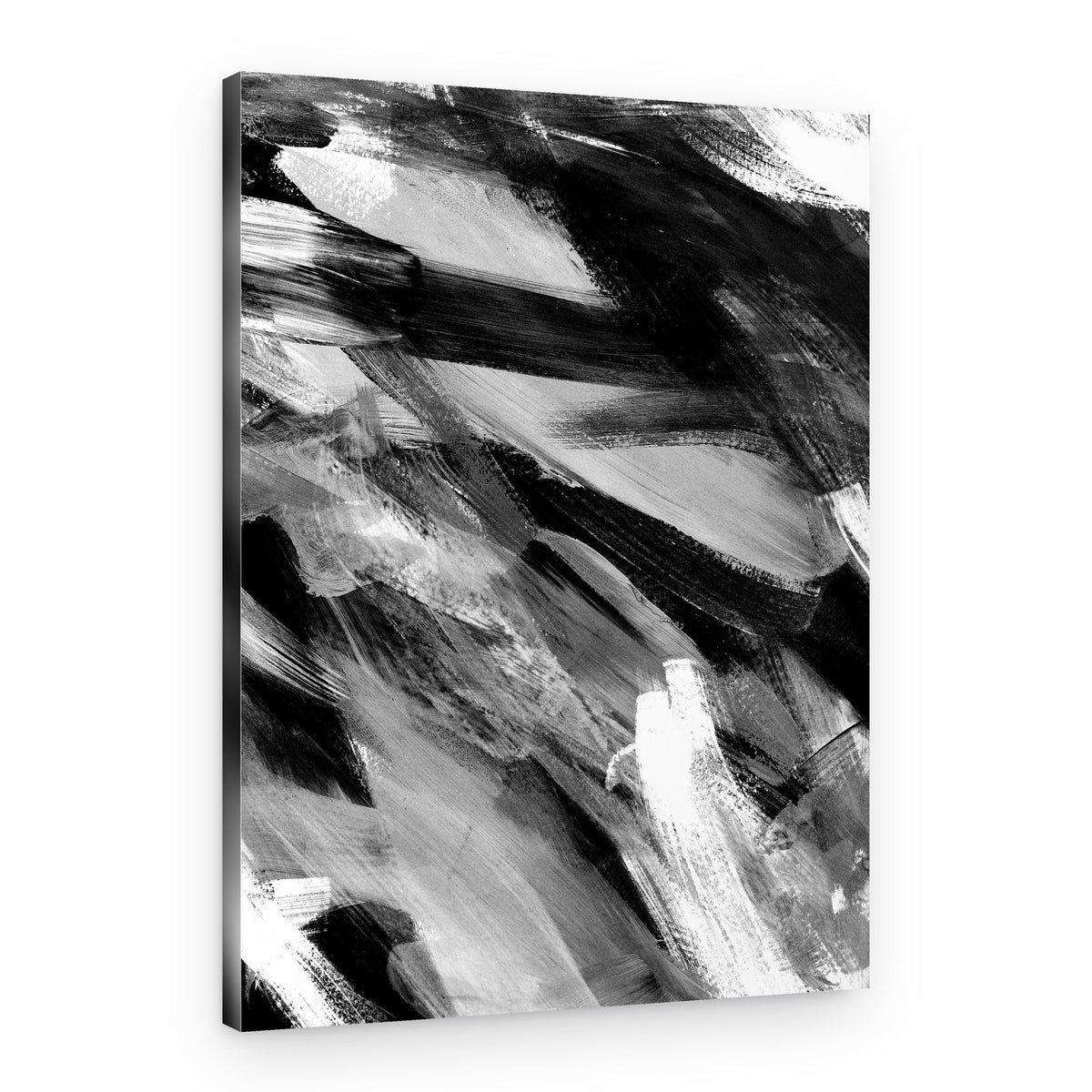 Dynamic Monochrome Strokes – Canvas Print