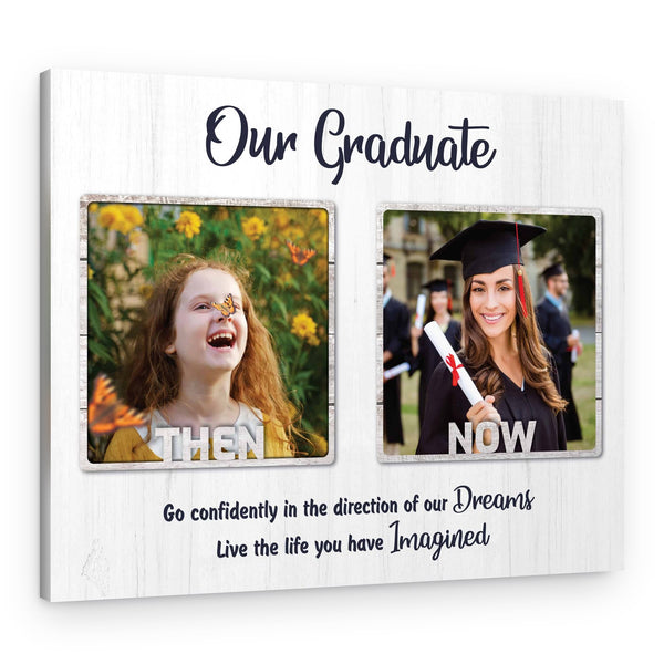 Our Graduate Then and Now 2 Photos Canvas Print
