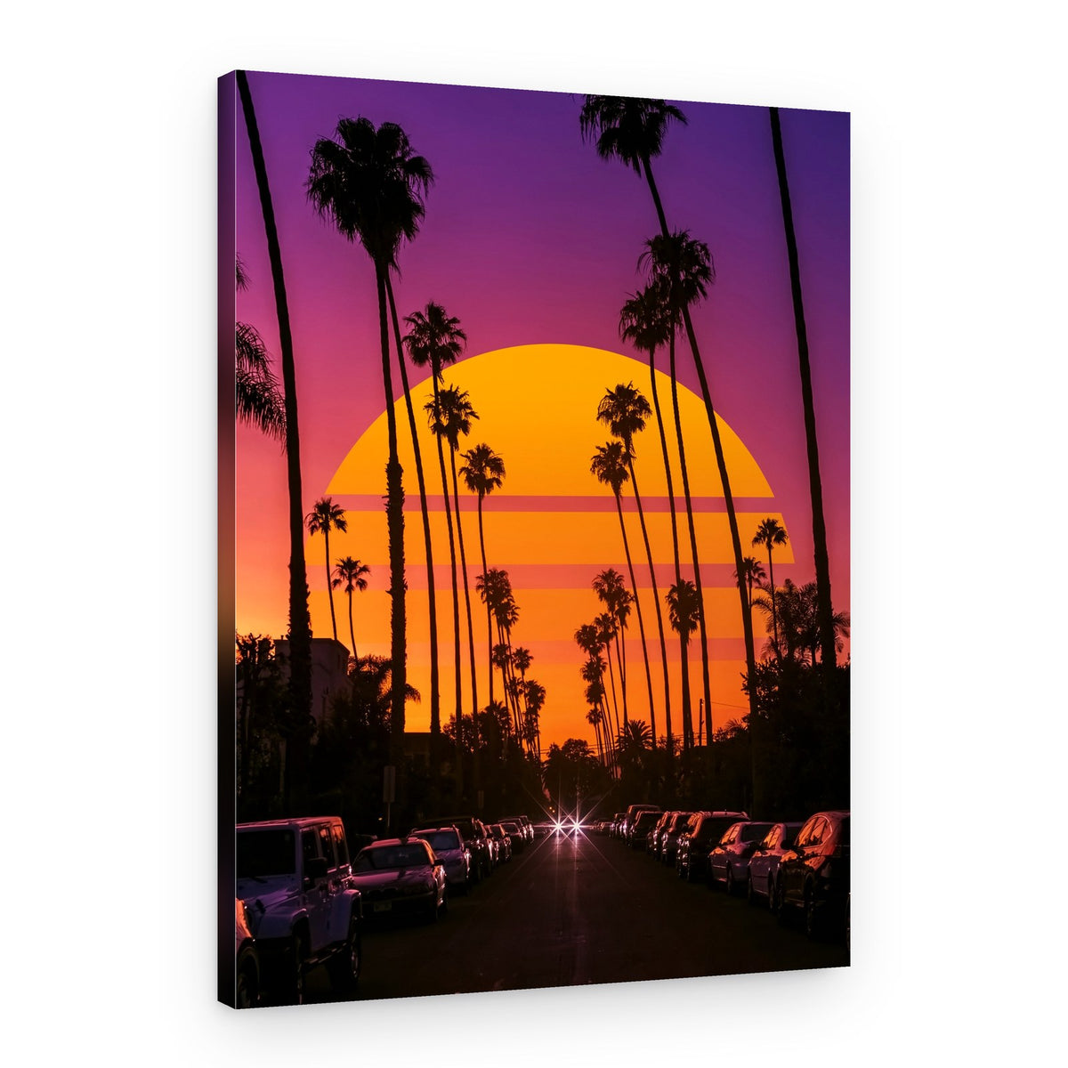 Retro Palm Tree Sunset – Canvas Print