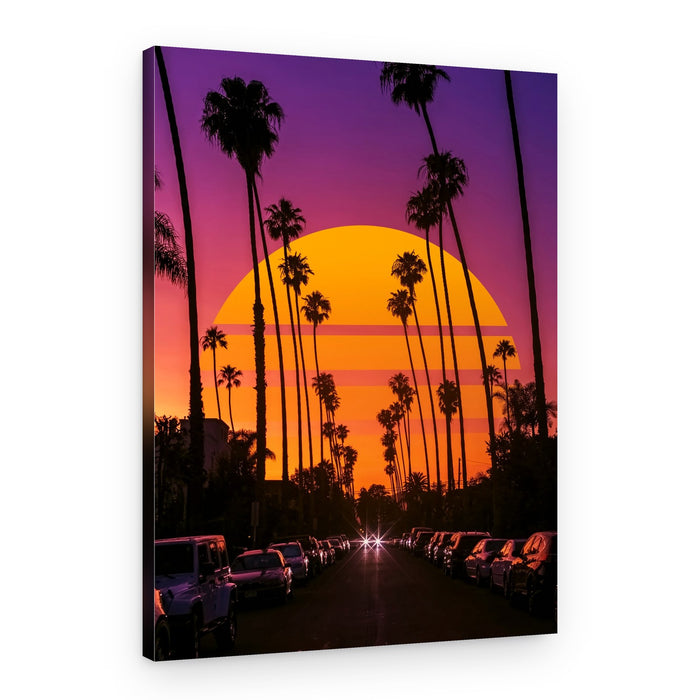 Retro Palm Tree Sunset – Canvas Print