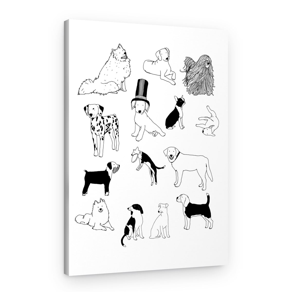 Playful Dog Illustrations – Canvas Print
