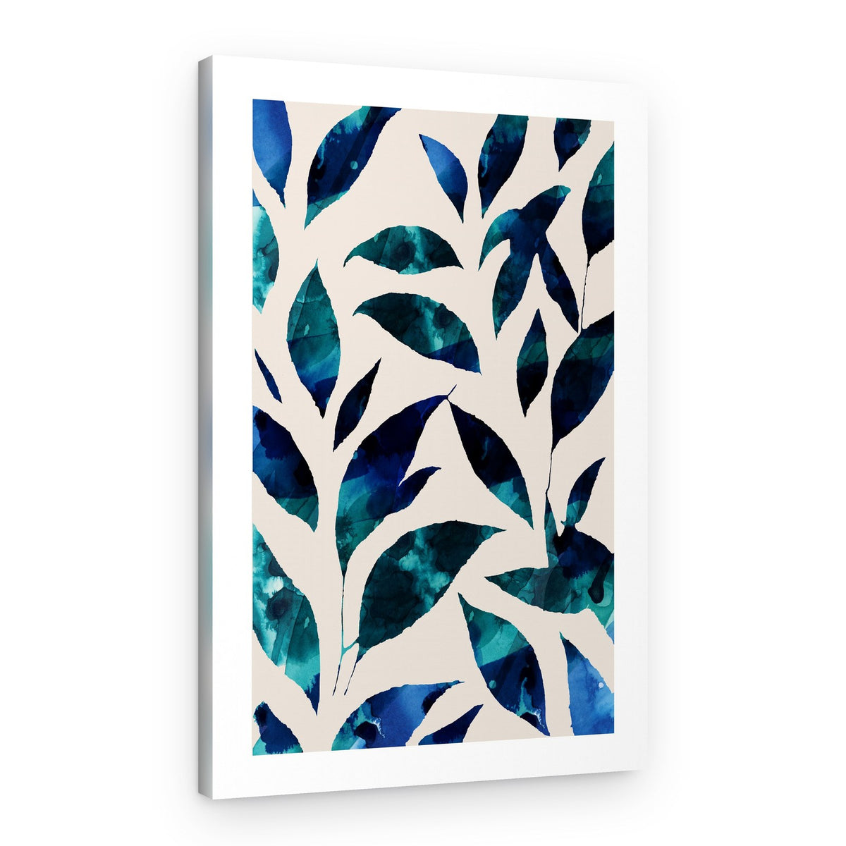 Blue Teal Leaves – Canvas Print