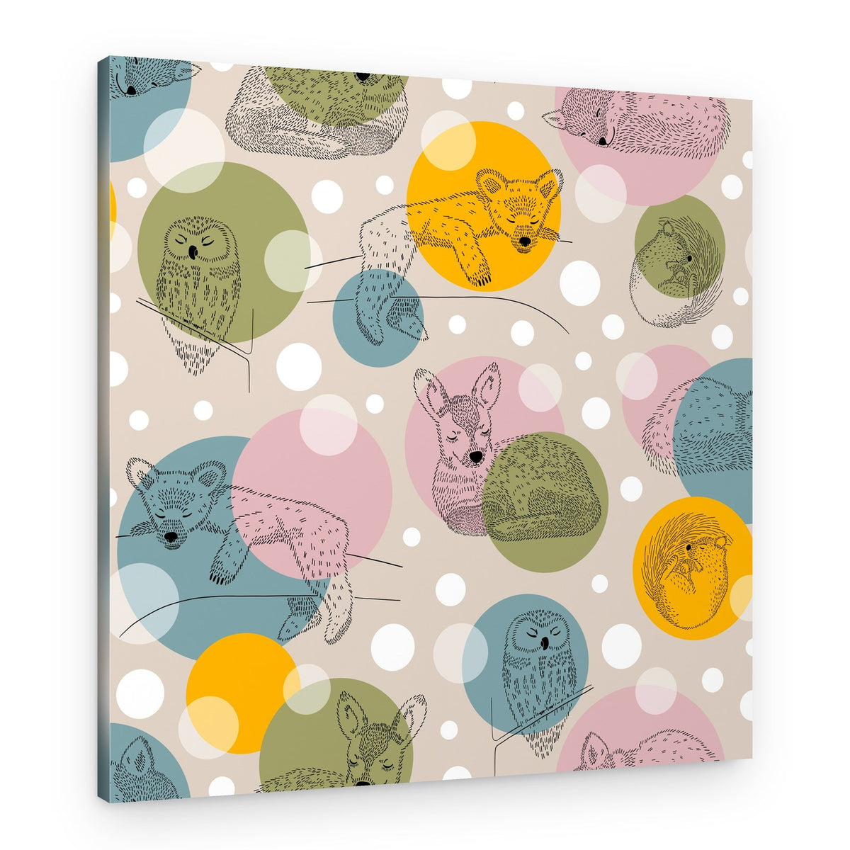 Sweet Sleeping Forest Animals – Canvas Print