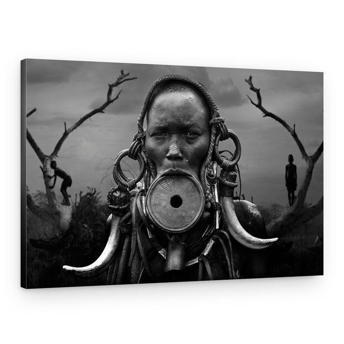Woman With Lip Plate – Canvas Print