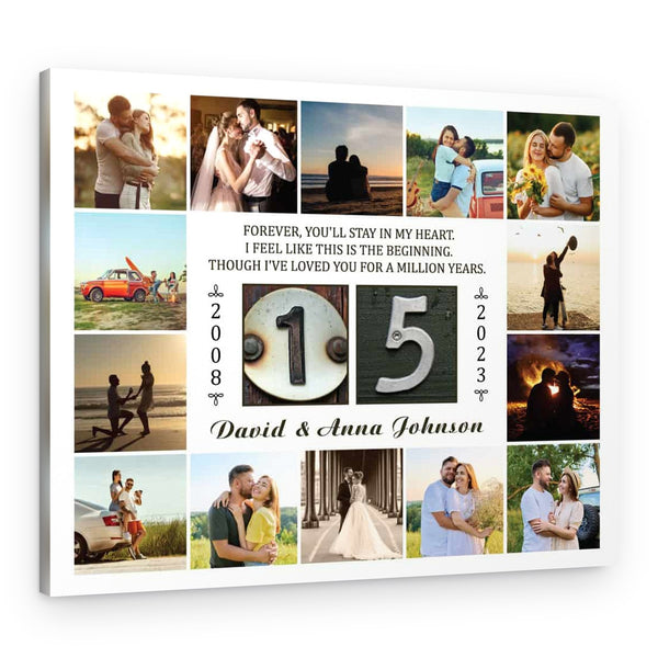 15 Years Forever You’ll Stay In My Heart Photo Collage Canvas Print