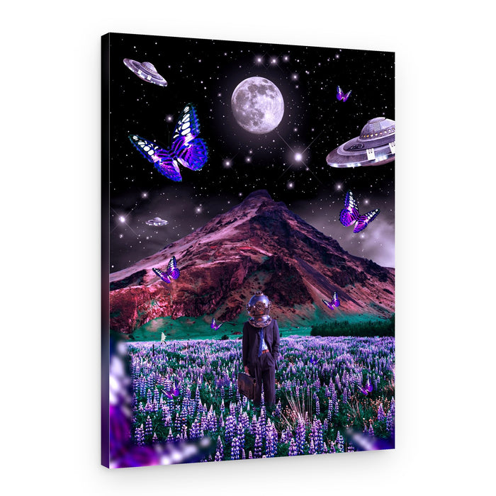 Astronaut Purple Fields – Canvas Print