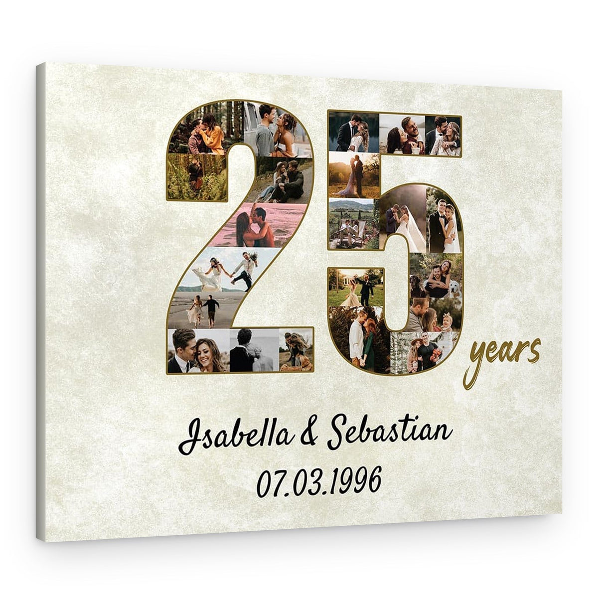 25 Years Anniversary – A Commemorative Mosaic of 22 Cherished Memories – Canvas Print – Design A