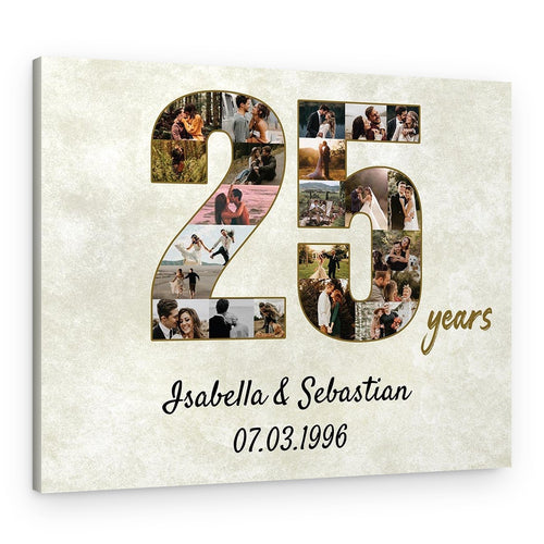 25 Years Anniversary – A Commemorative Mosaic of 22 Cherished Memories – Canvas Print – Design A