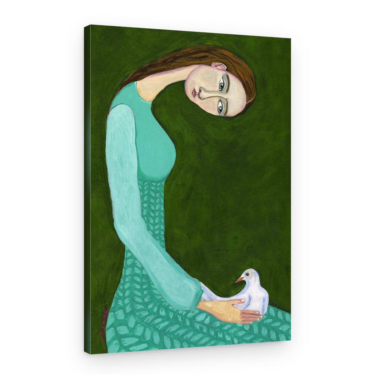 Serene Woman and Dove – Canvas Print
