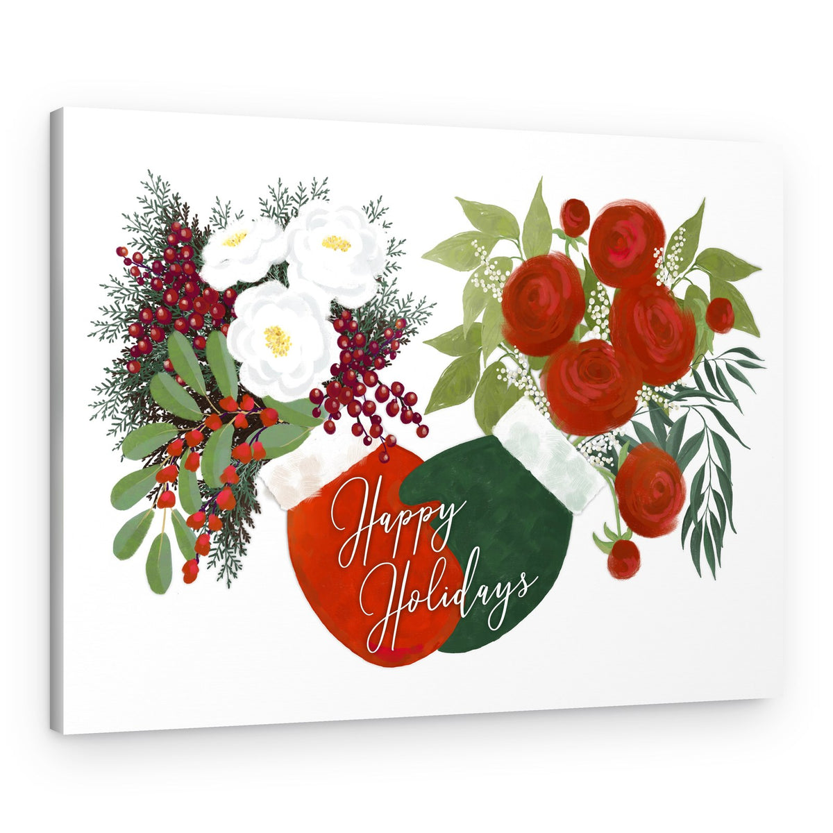 Happy Holidays Mittens – Canvas Print