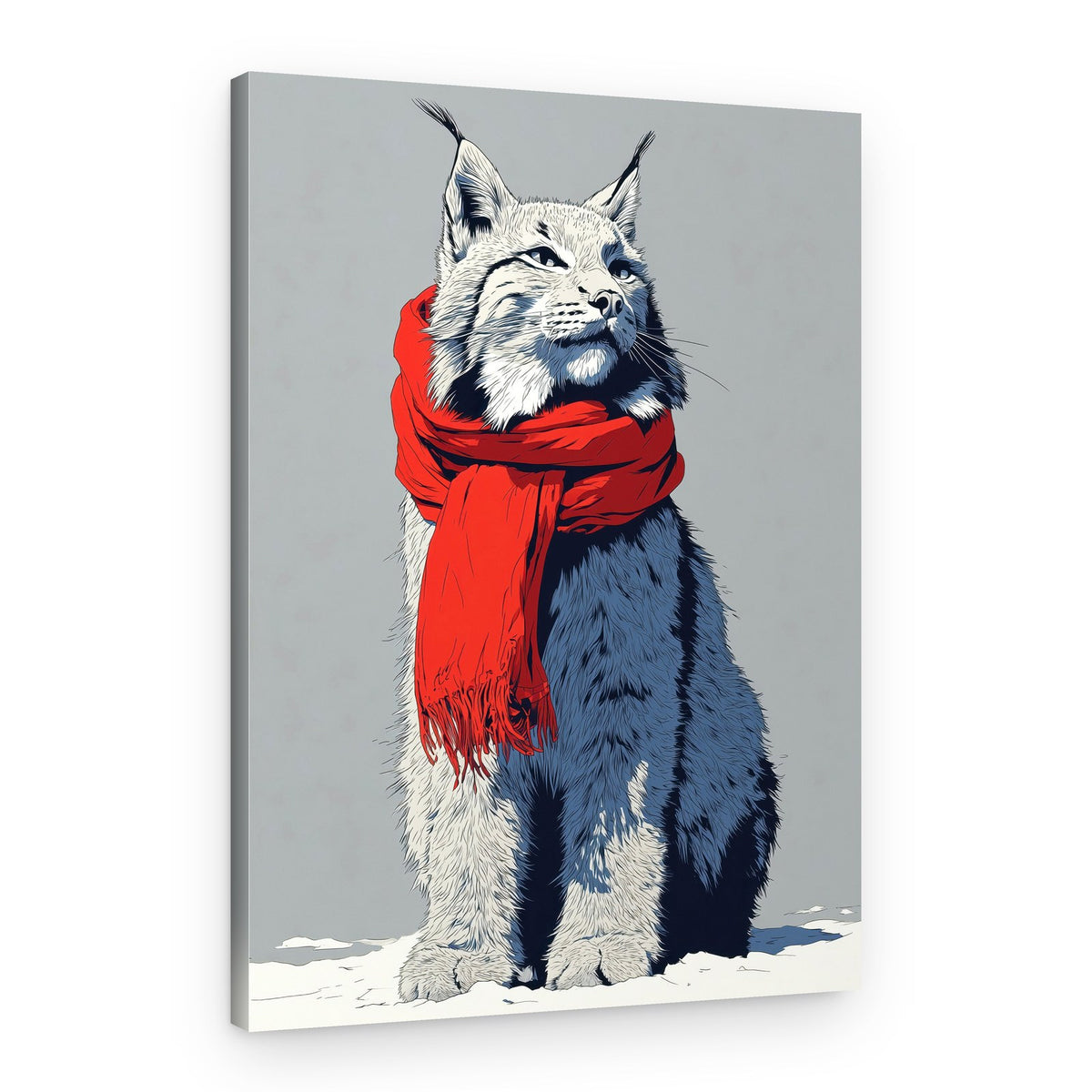Lynx In Red Scarf – Canvas Print