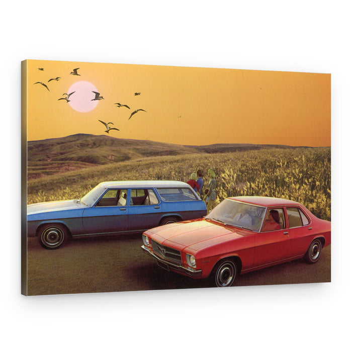 Vintage Cars Golden Hour – Canvas Print