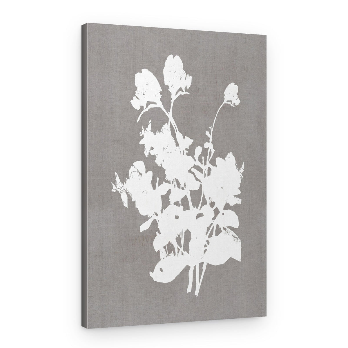 White Floral Silhouette – Canvas Print