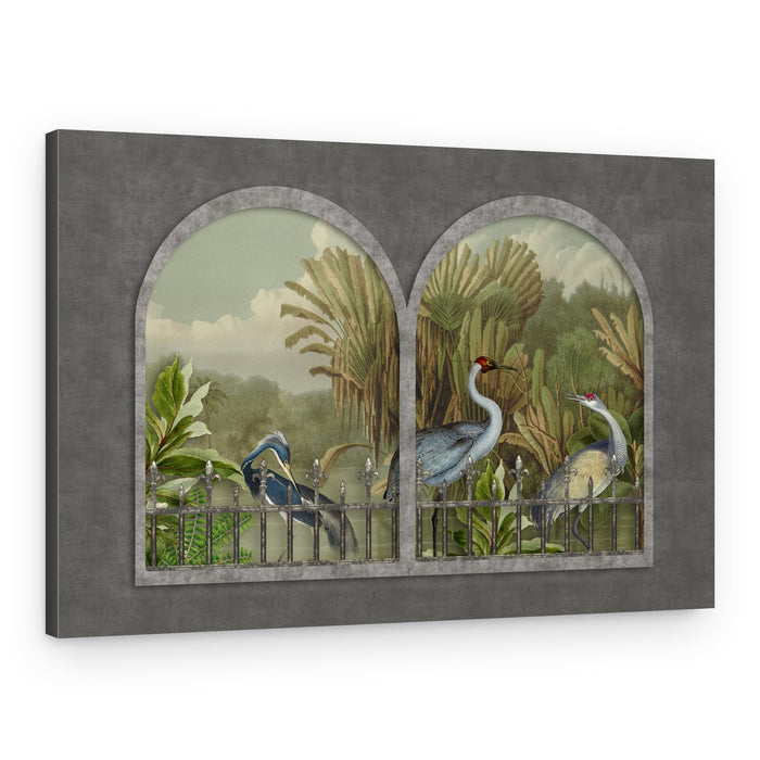 Tropical Birds Archway View – Canvas Print
