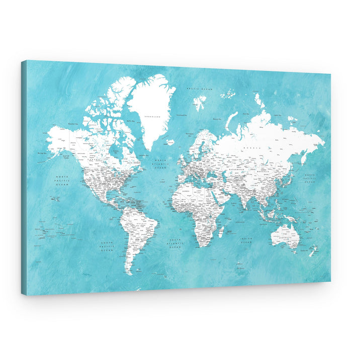 Aqua World Map – Canvas Print
