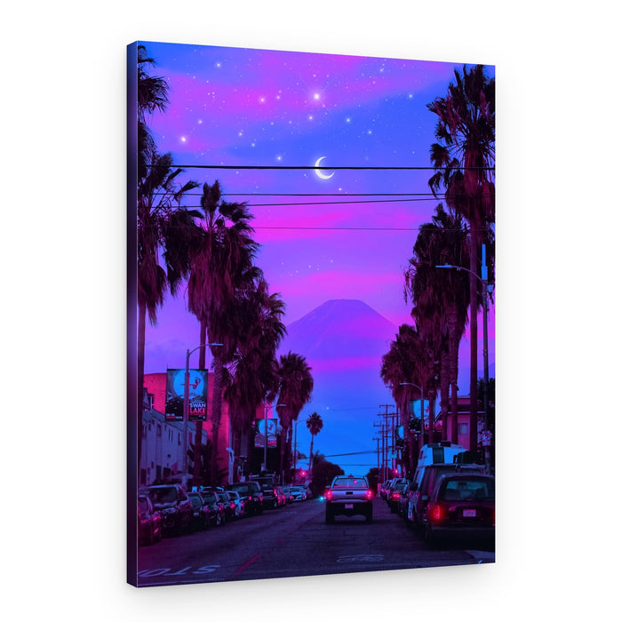 Vaporwave Night Street – Canvas Print