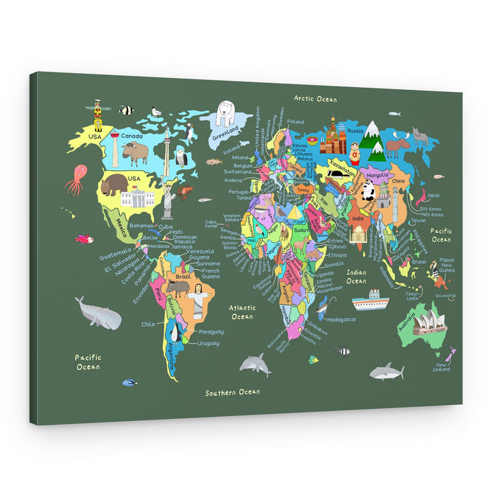 Playful World Map – Canvas Print