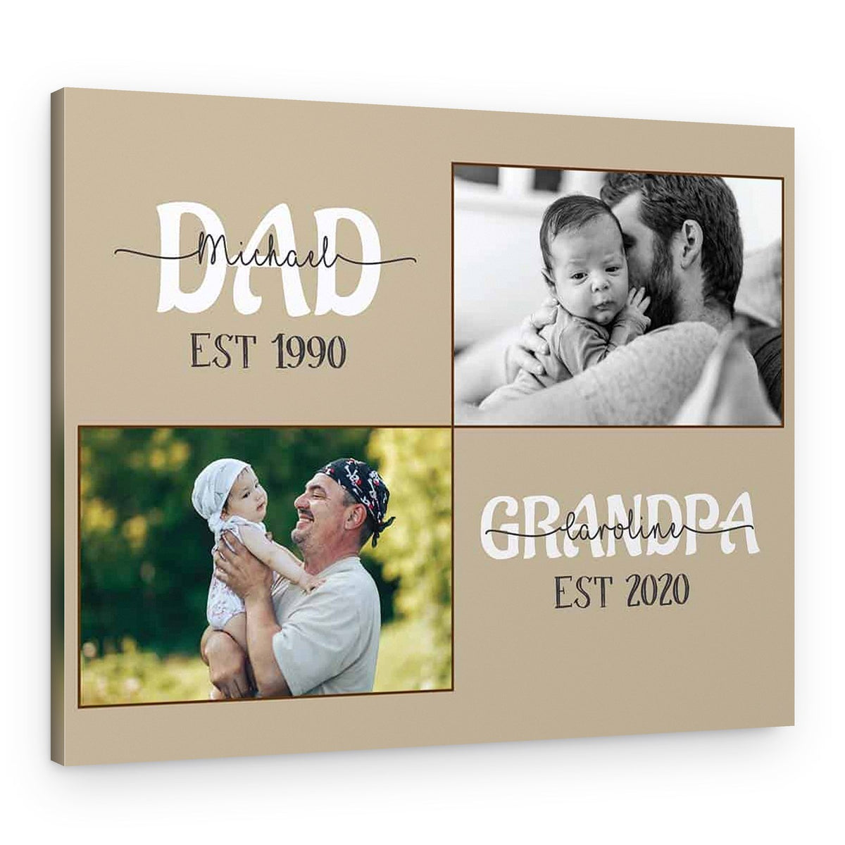 Dad Grandpa Established Custom Name Photo Canvas Print – Canvas Print