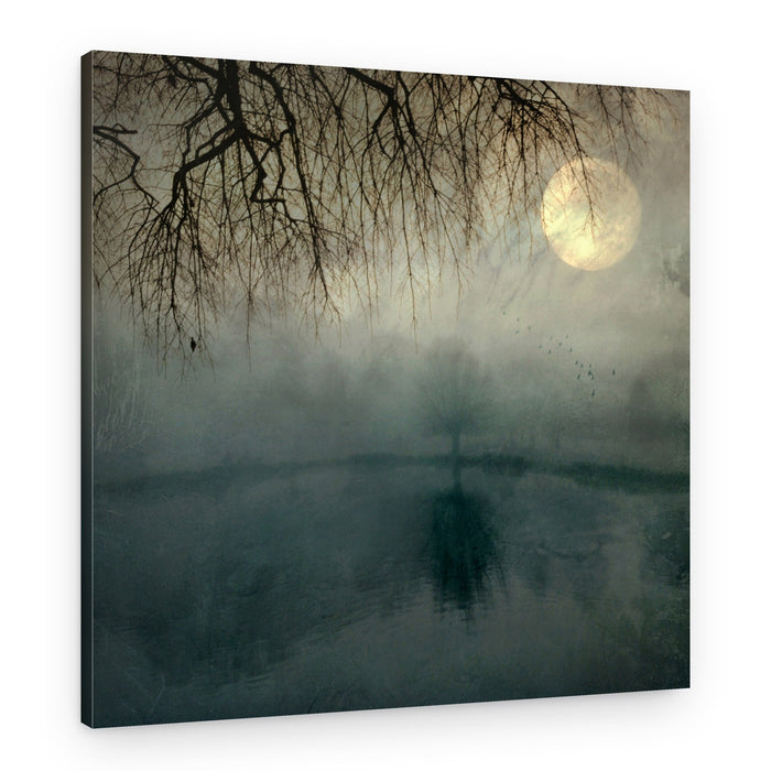 Moonlit Misty Lake – Canvas Print