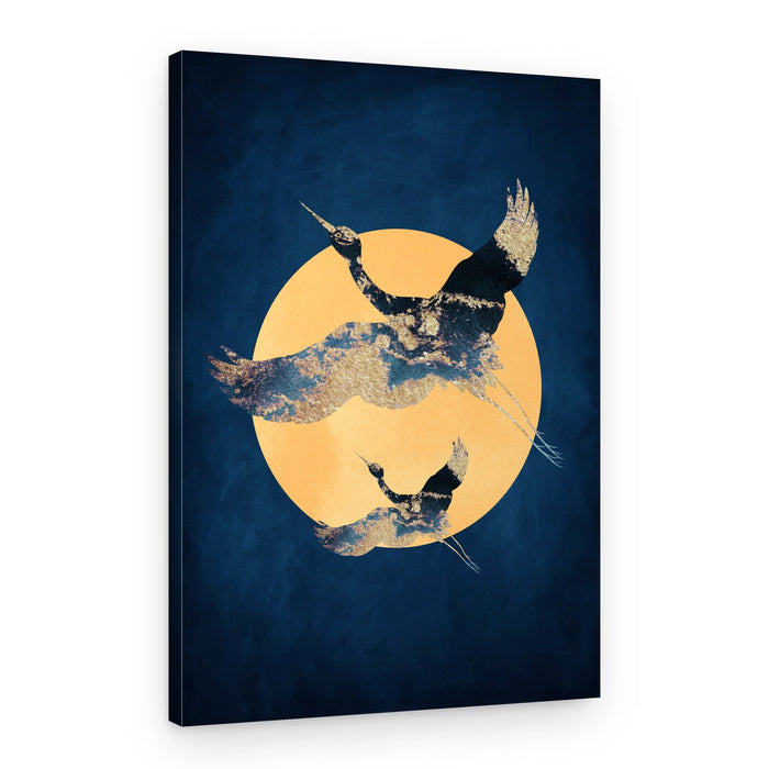 Golden Cranes Moon – Canvas Print