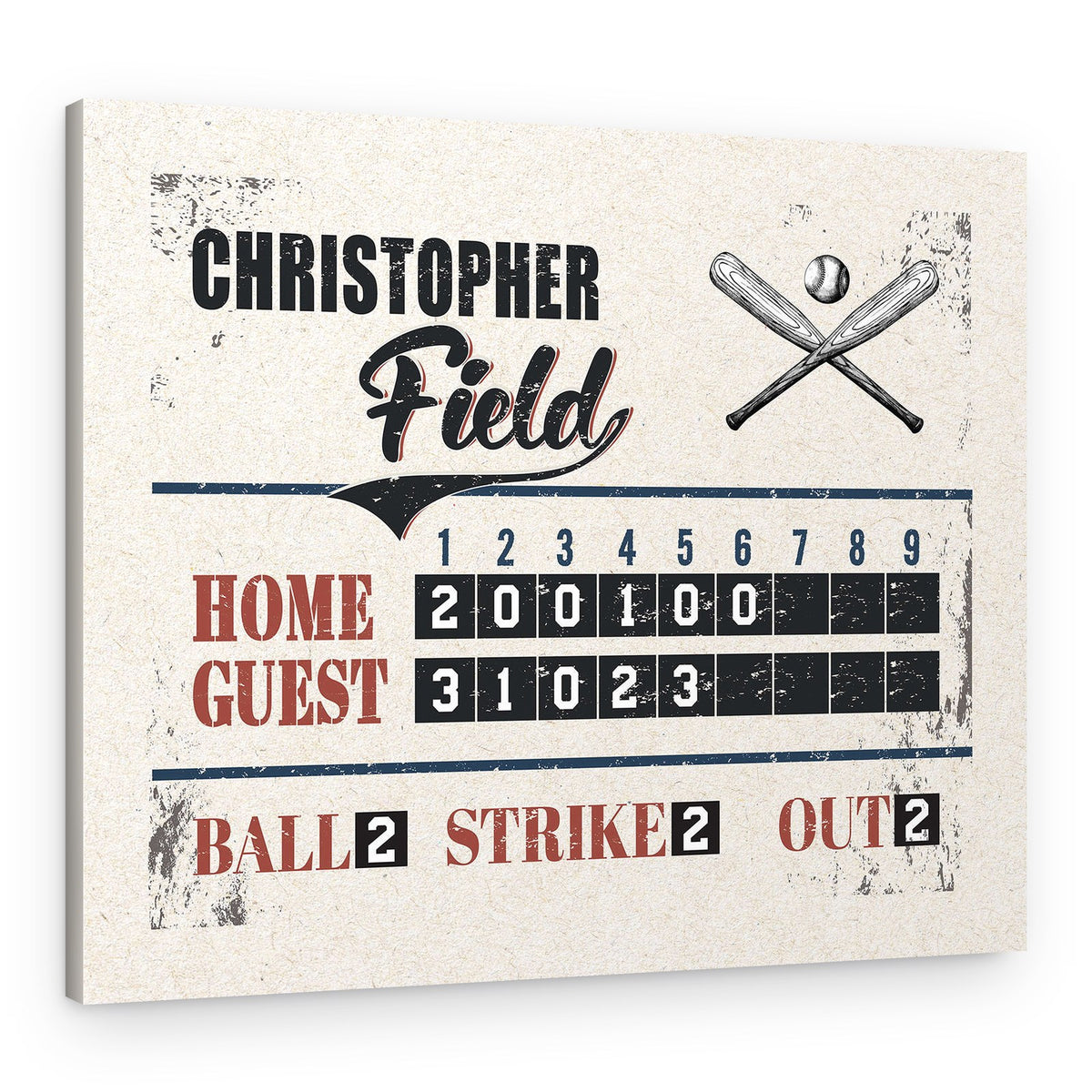 Custom Baseball Scoreboard Canvas Print – Canvas Print