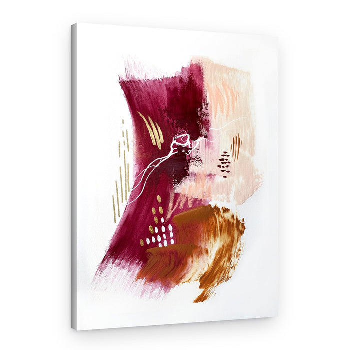 Burgundy Peach Gold Abstract – Canvas Print