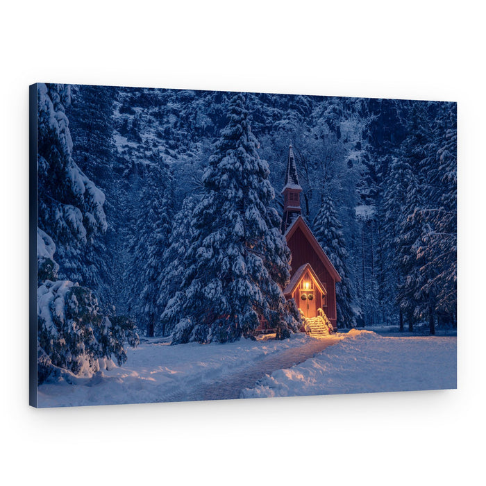 Cozy Winter Chapel – Canvas Print