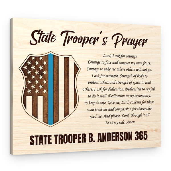 Personalized State Trooper Prayer Canvas Print