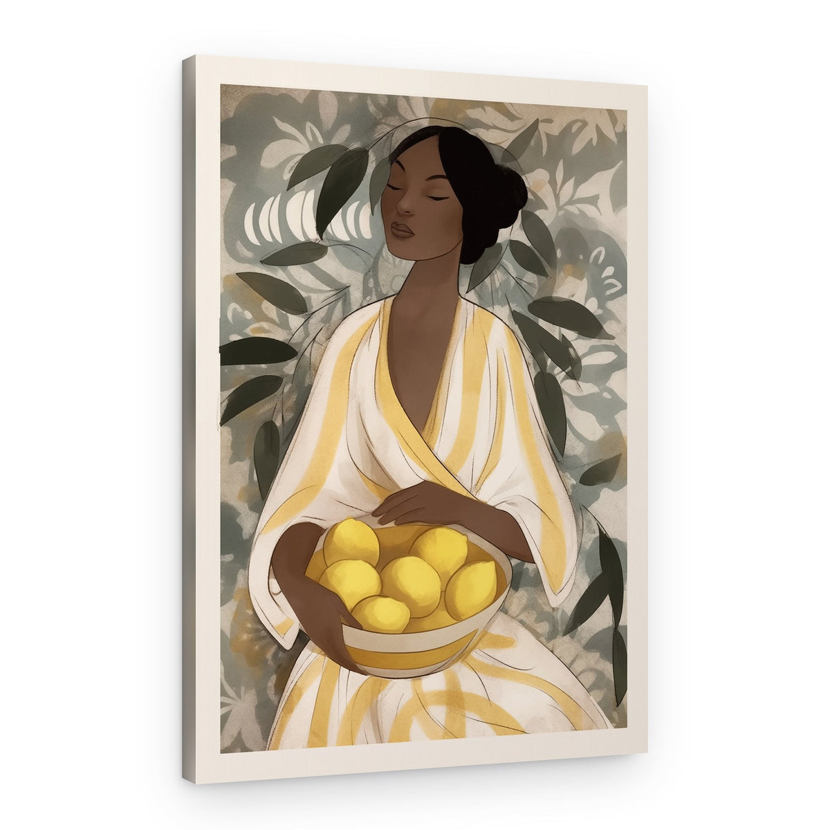 Serene Woman with Lemons – Canvas Print