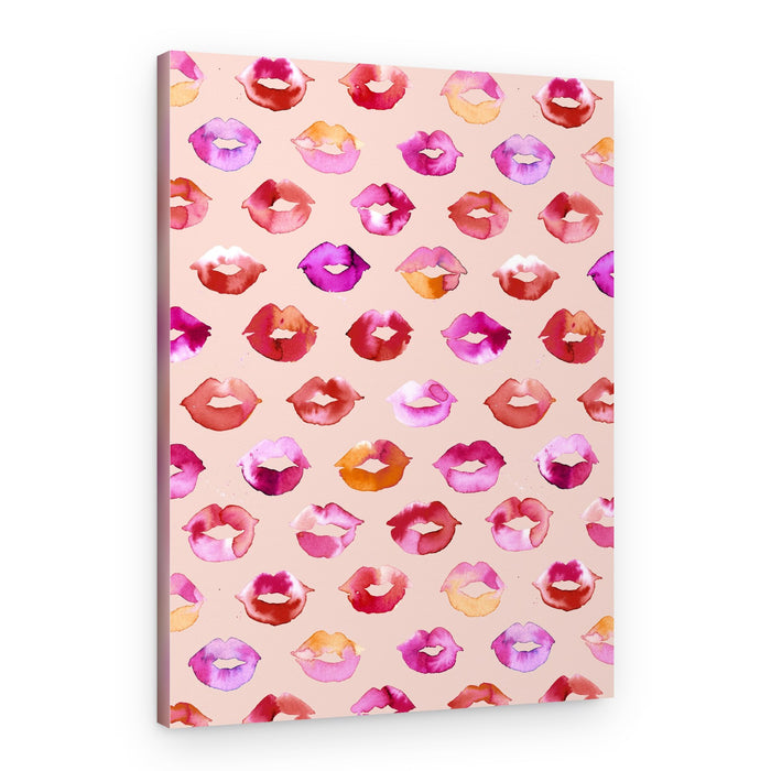 Watercolor Lips Pattern – Canvas Print
