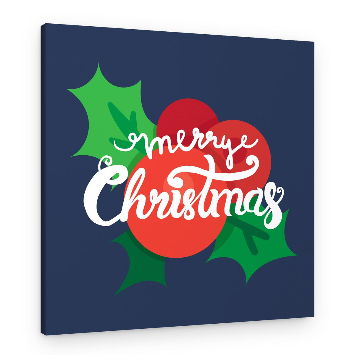 Merry Christmas Holly Berries – Canvas Print