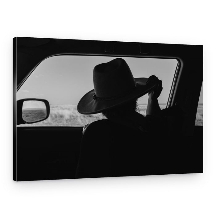 Hatted Traveler's View – Canvas Print