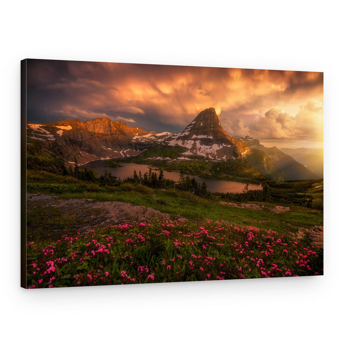 Wildflower Mountain Lake Sunset – Canvas Print