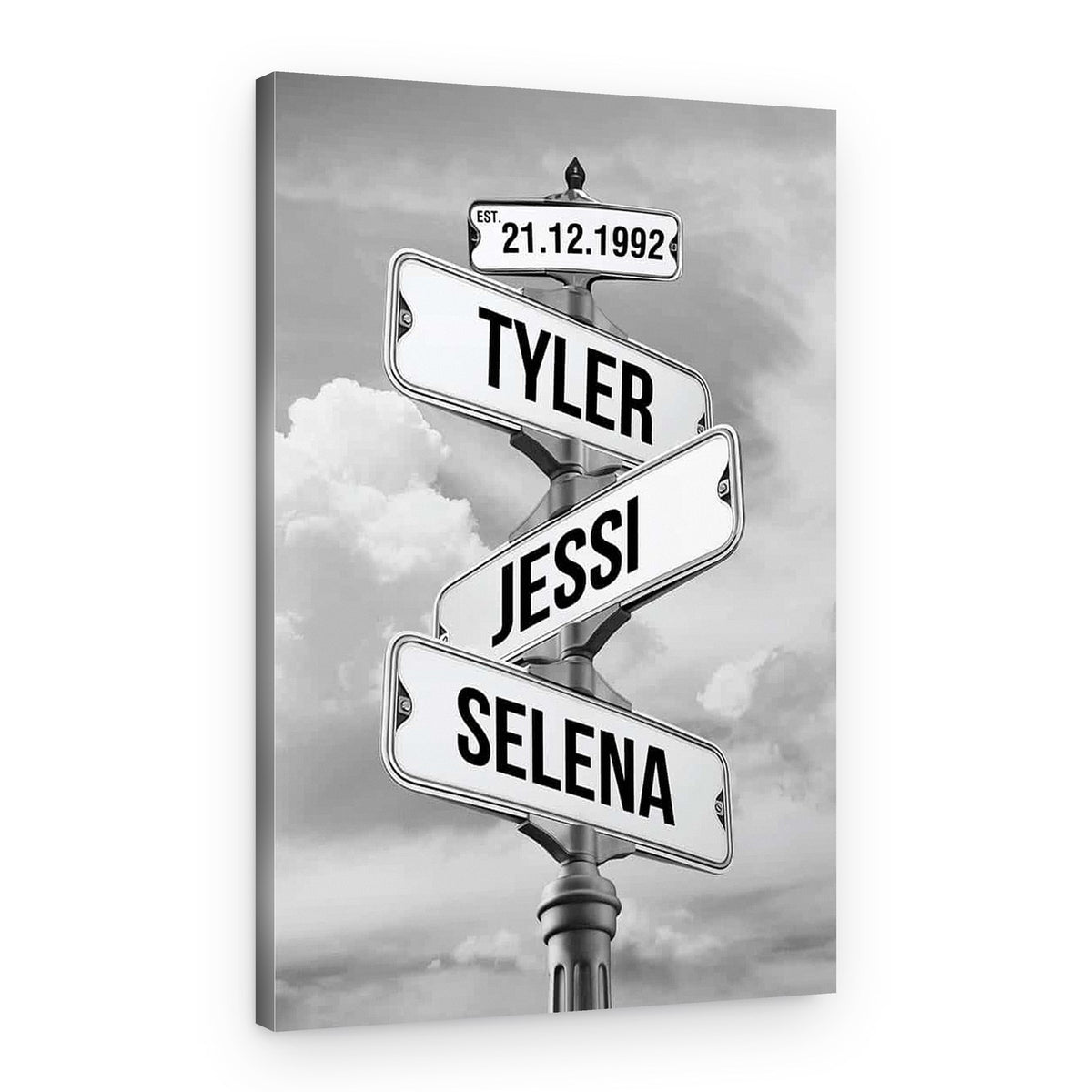 Family Street Sign Custom Multiple Names Canvas Print – Canvas Print