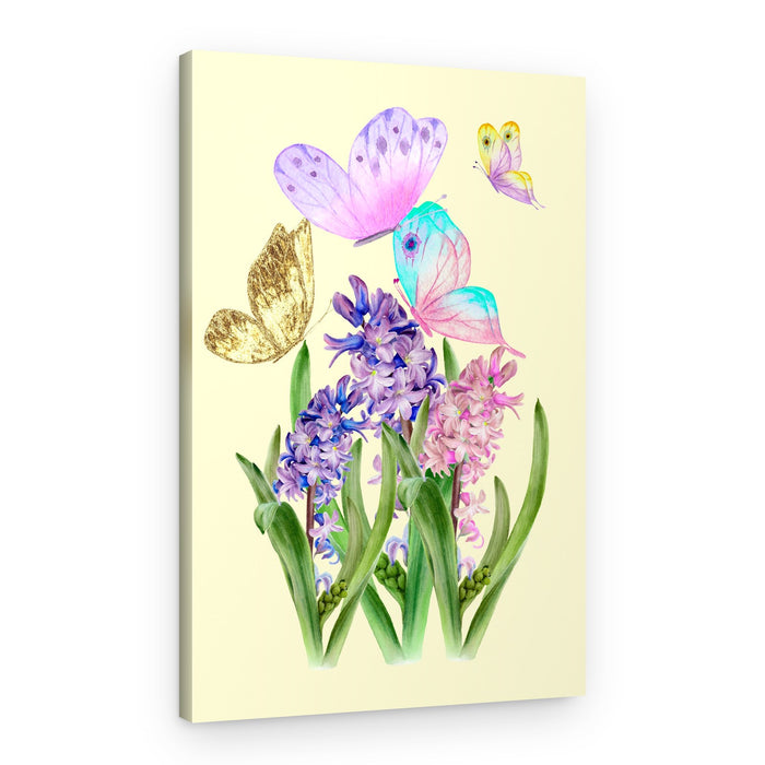 Pastel Butterflies and Hyacinths – Canvas Print